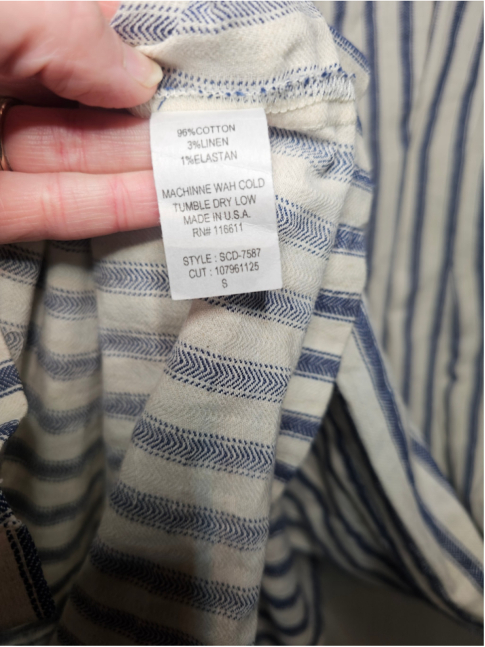 Self Contrast Anthro Midi Dress Jamila Striped Cotton Linen Cream Navy Small NWT - Picture 4 of 6
